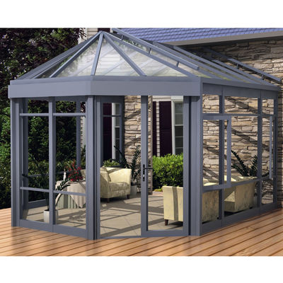 Zewnętrzny Szkło Solarium Laminated Tempered Glass Krzywy Dach Solarium Aluminium Ramy nachylony dach Aluminium I szkło szklarni