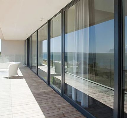 Huragan Proof Slim Glass Window Soundproof Aluminium Alloy Profile Szklane Przesunkowe Drzwi Patio