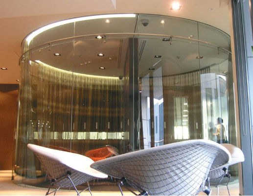 12.76mm Przejrzyste Toughened Laminated zakrzywione szkło Płyty stałe i przesuwne Przedział biurowy